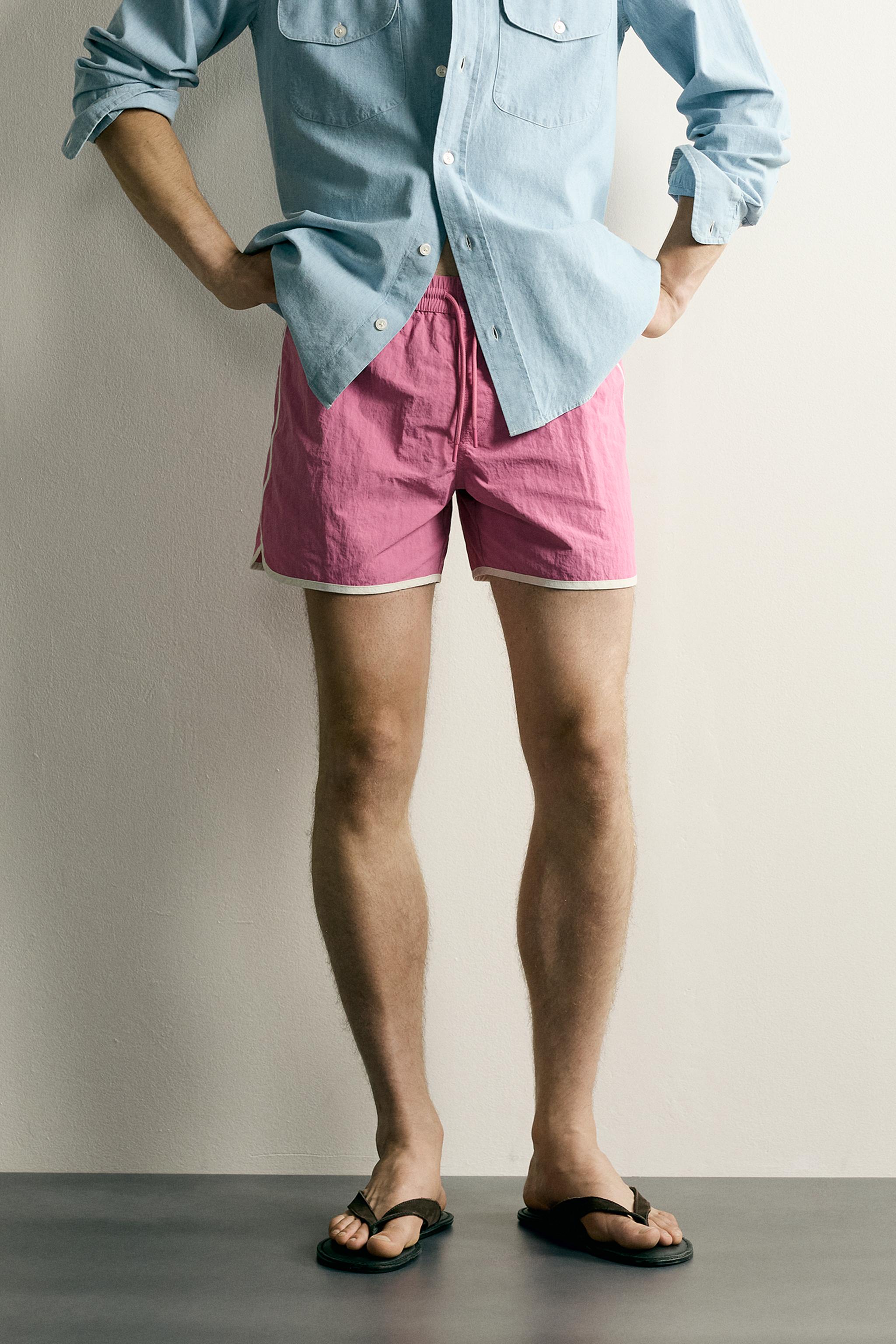 CONTRAST TRIM MID-LENGTH SWIMSUIT